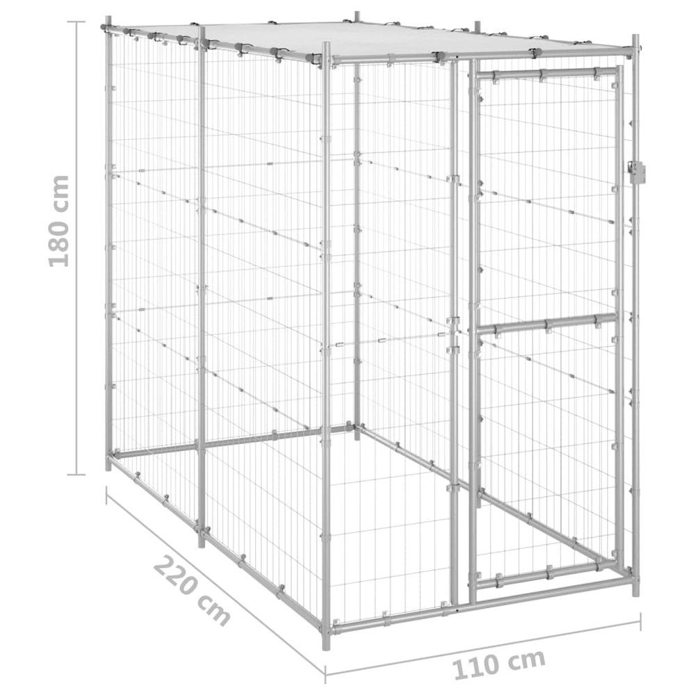 Dog Kennel Silver Galvanized steel, PE Large Locks Dog Kennel. Picture 6