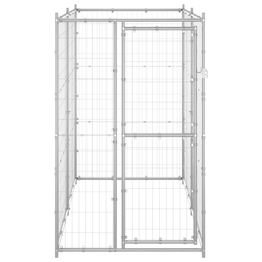 Dog Kennel Silver Galvanized steel 43.3x86.6x70.9 in Durable. Picture 2