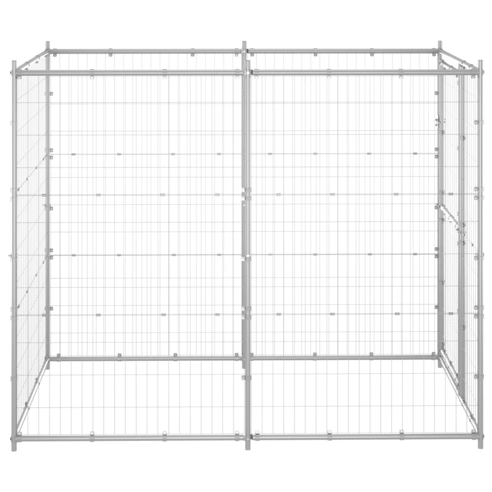 Dog Kennel Silver Galvanized steel 43.3x86.6x70.9 in Durable. Picture 3