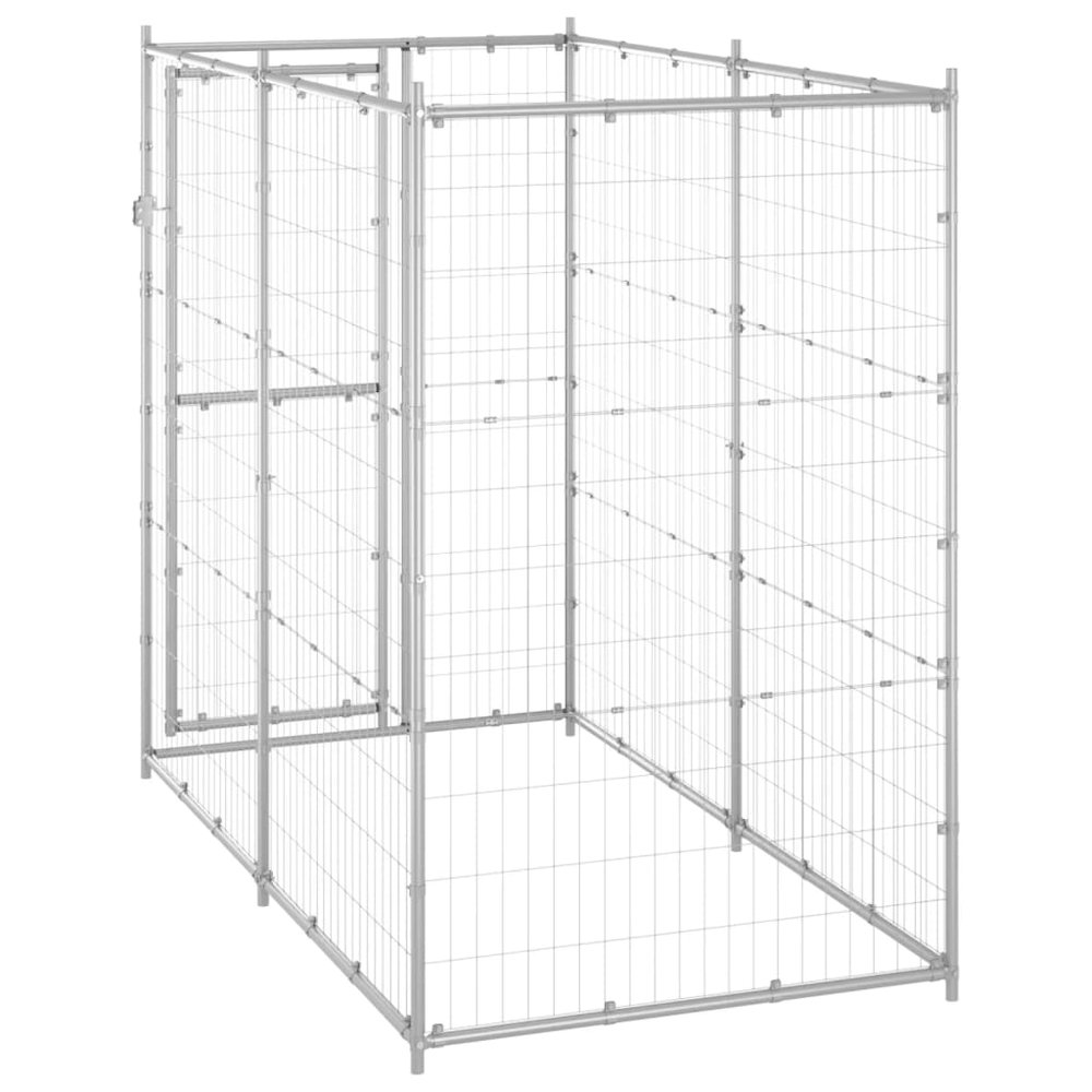 Dog Kennel Silver Galvanized steel 43.3x86.6x70.9 in Durable. Picture 4