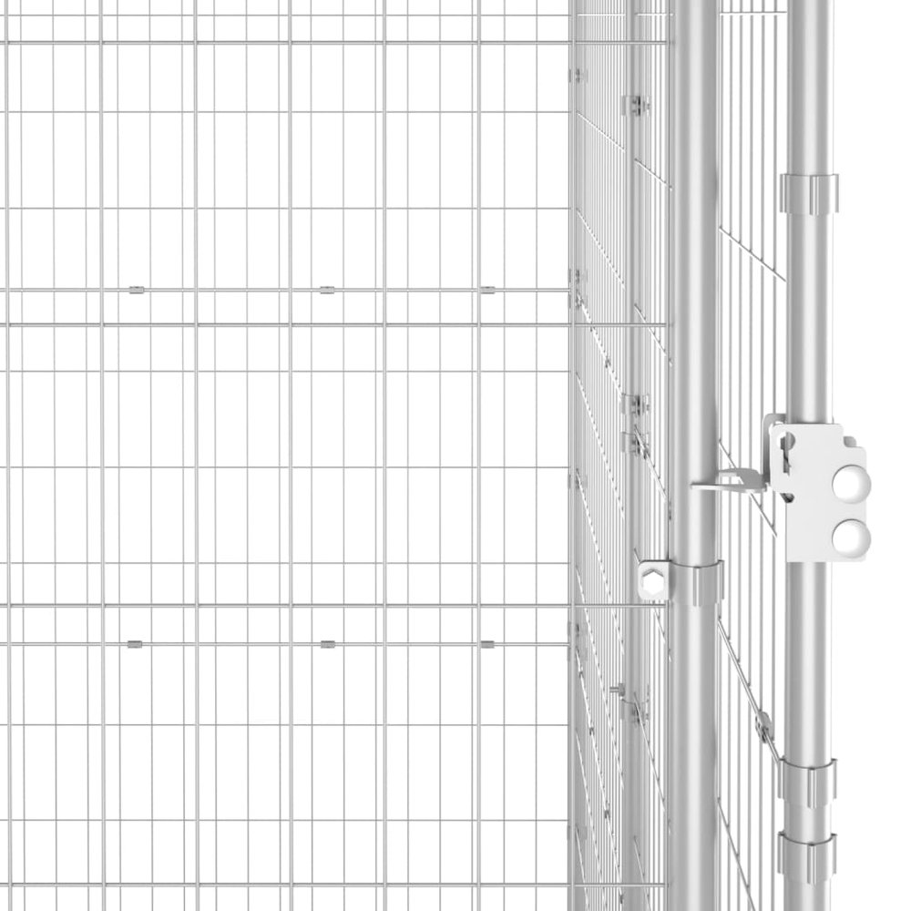 Dog Kennel Silver Galvanized steel 43.3x86.6x70.9 in Durable. Picture 5