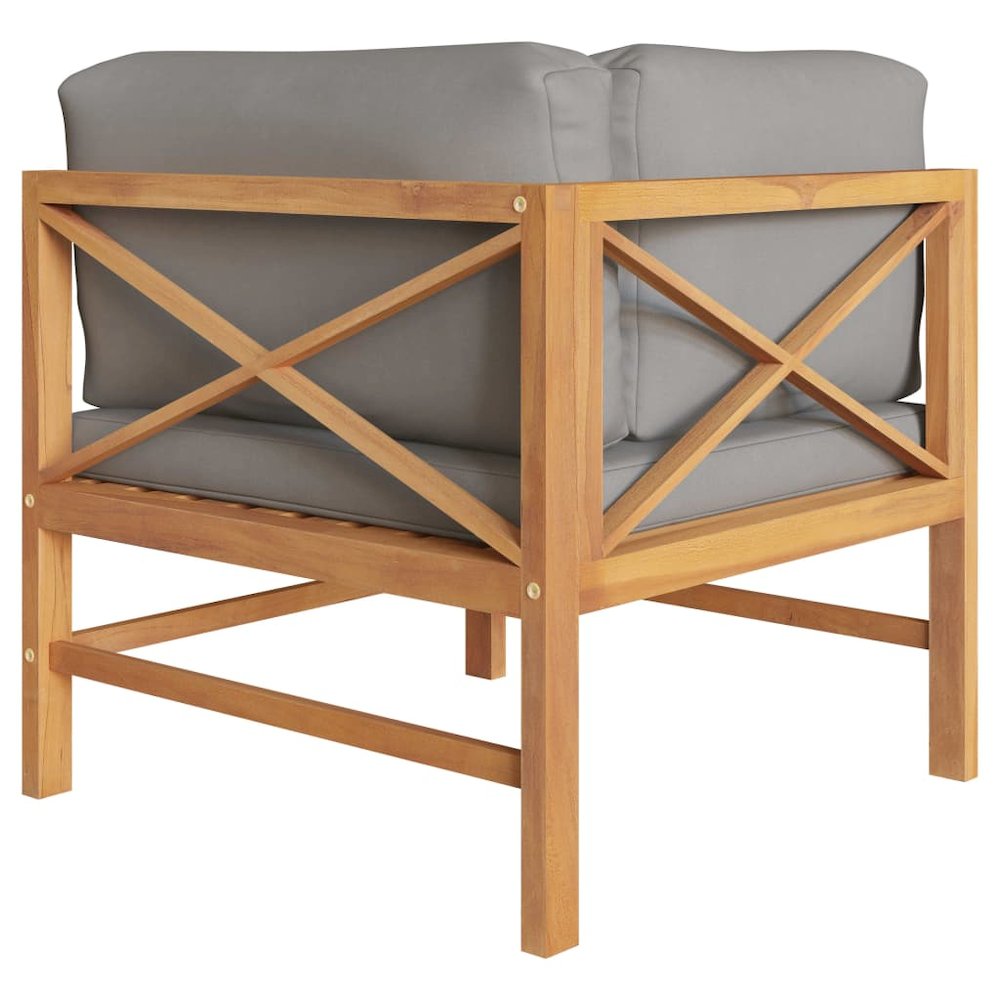 Garden Bench Dark grey cushions and natural teak wood Teak hardwood. Picture 4