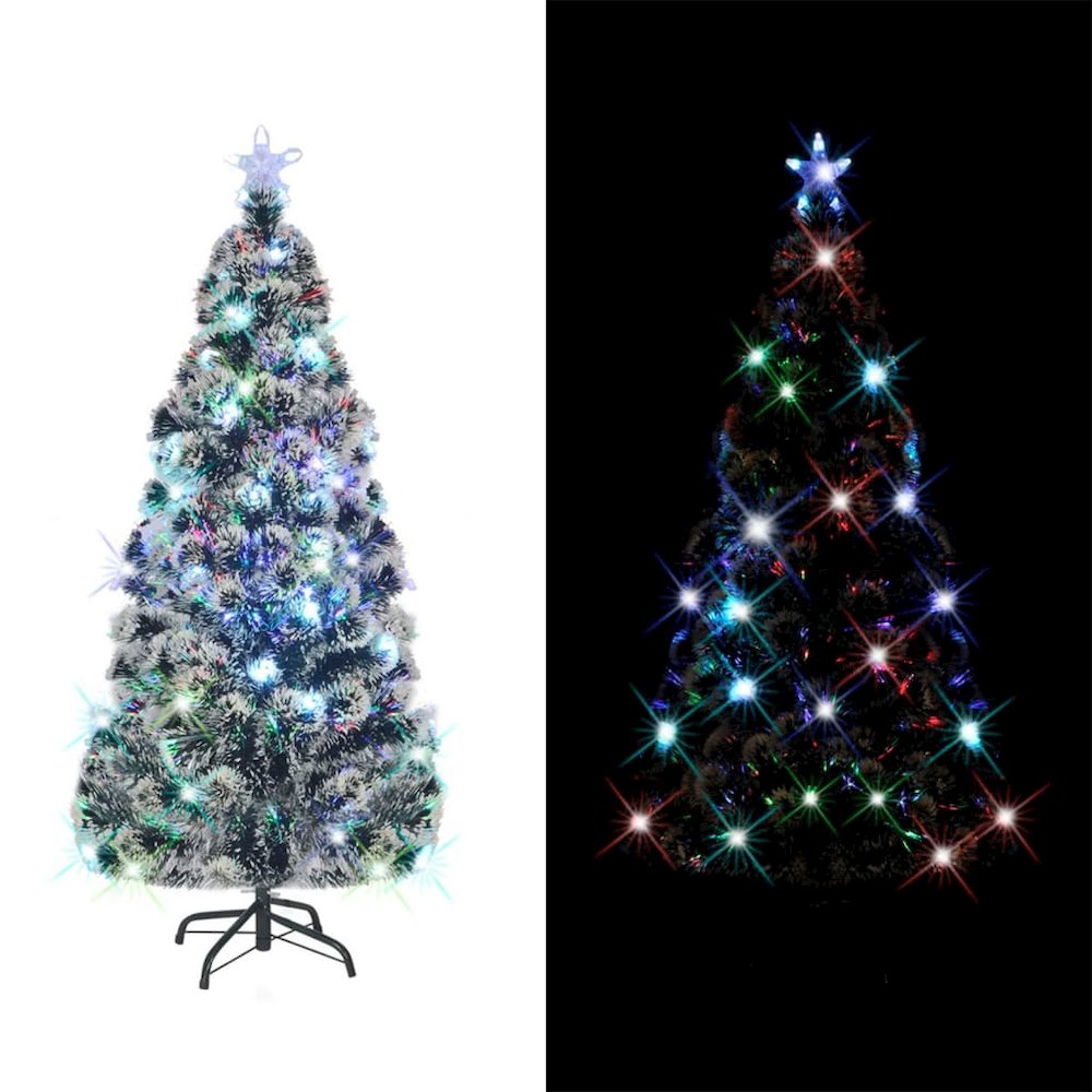 Christmas Tree Green and White Fiber optic, steel, PVC 5 ft. Picture 1
