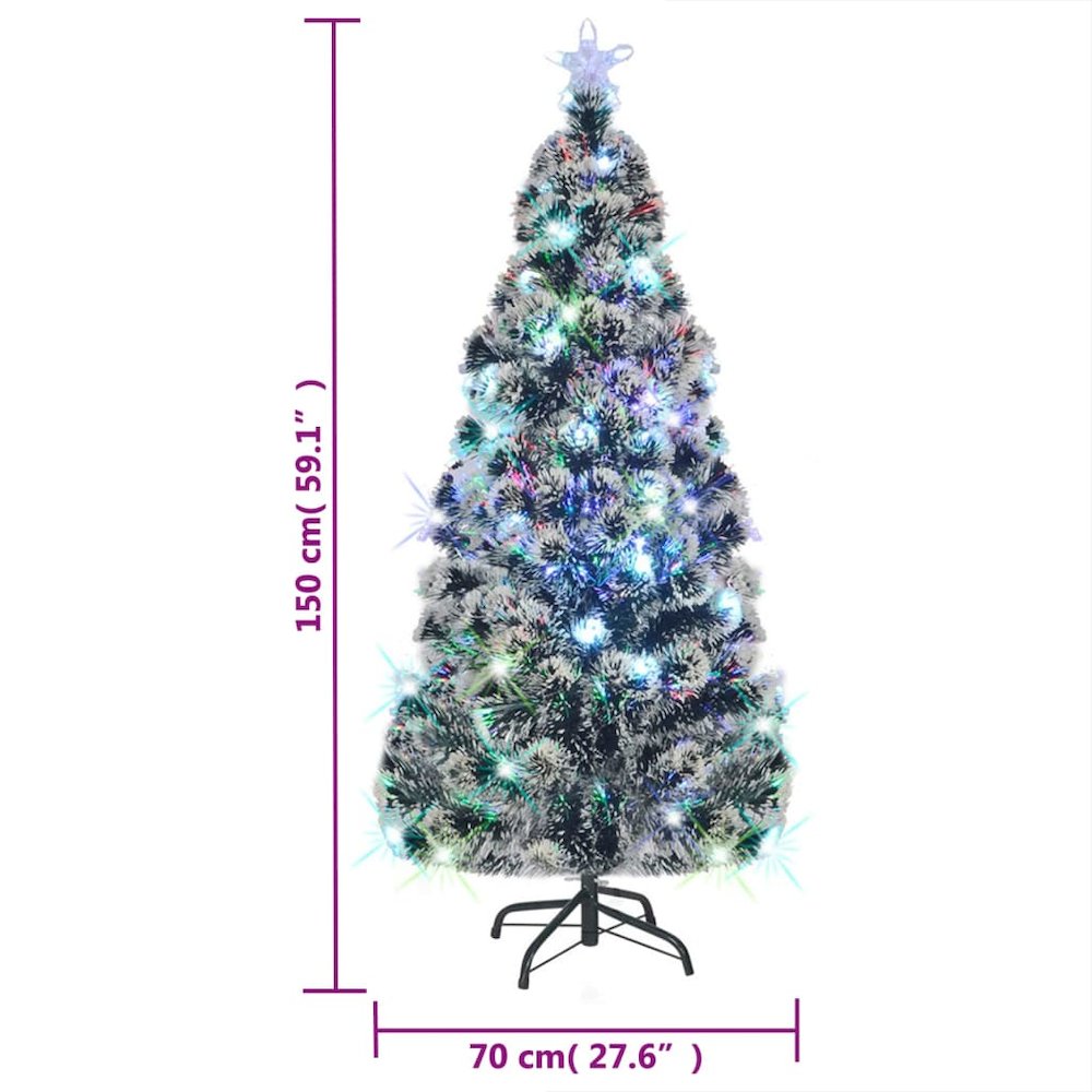 Christmas Tree Green and White Fiber optic, steel, PVC 5 ft. Picture 7