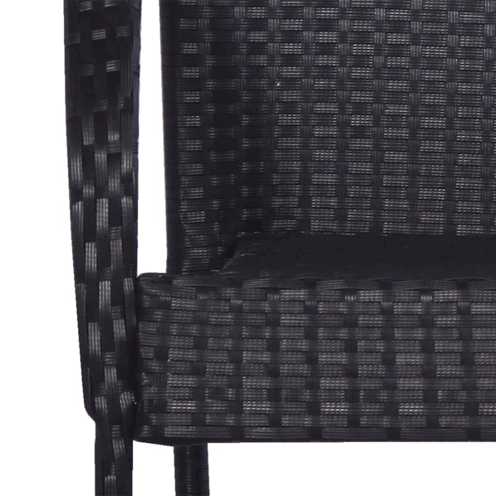 Dining Set Black Polyethylene rattan, Powder-coated steel, Glass. Picture 7