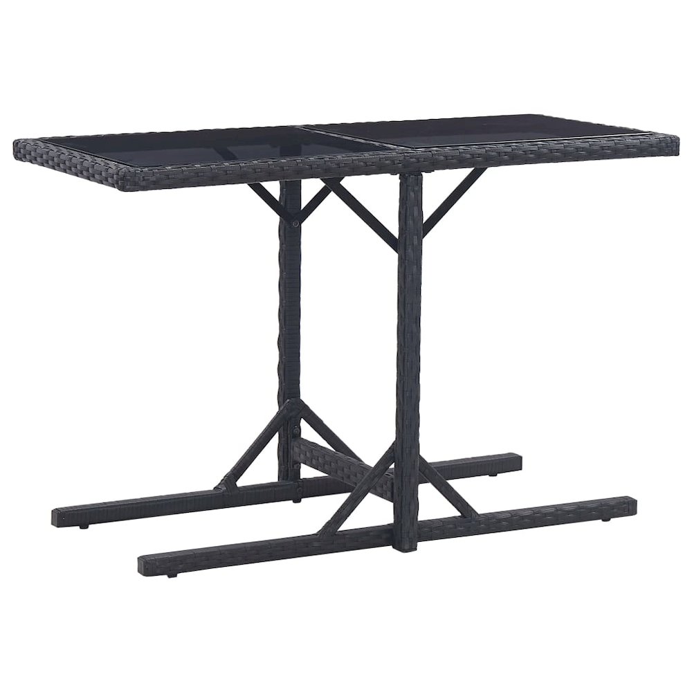 Dining Set Black Polyethylene rattan, Powder-coated steel, Glass. Picture 8