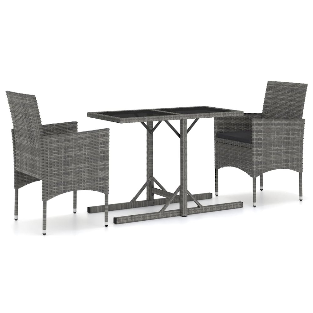 Dining Set Grey Poly rattan Medium Ergonomic Garden Dining Set. Picture 2