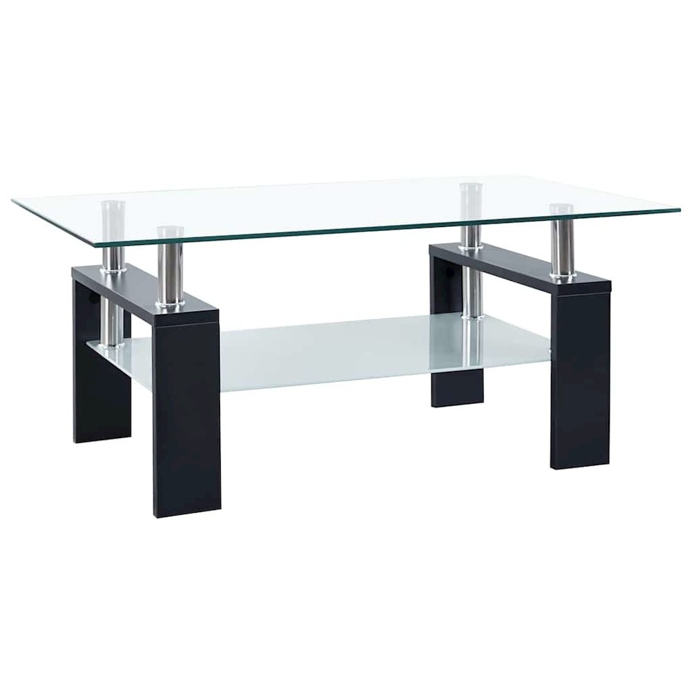 Coffee Table Black and Transparent Tempered Glass, Melamine. Picture 1