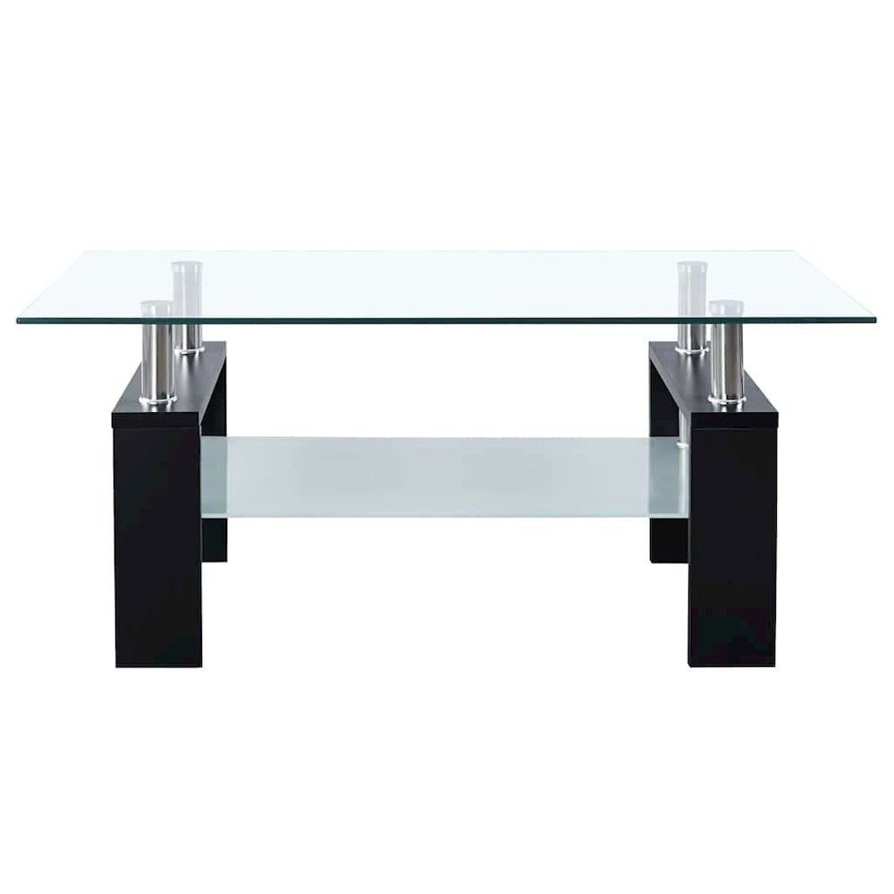 Coffee Table Black and Transparent Tempered Glass, Melamine. Picture 5