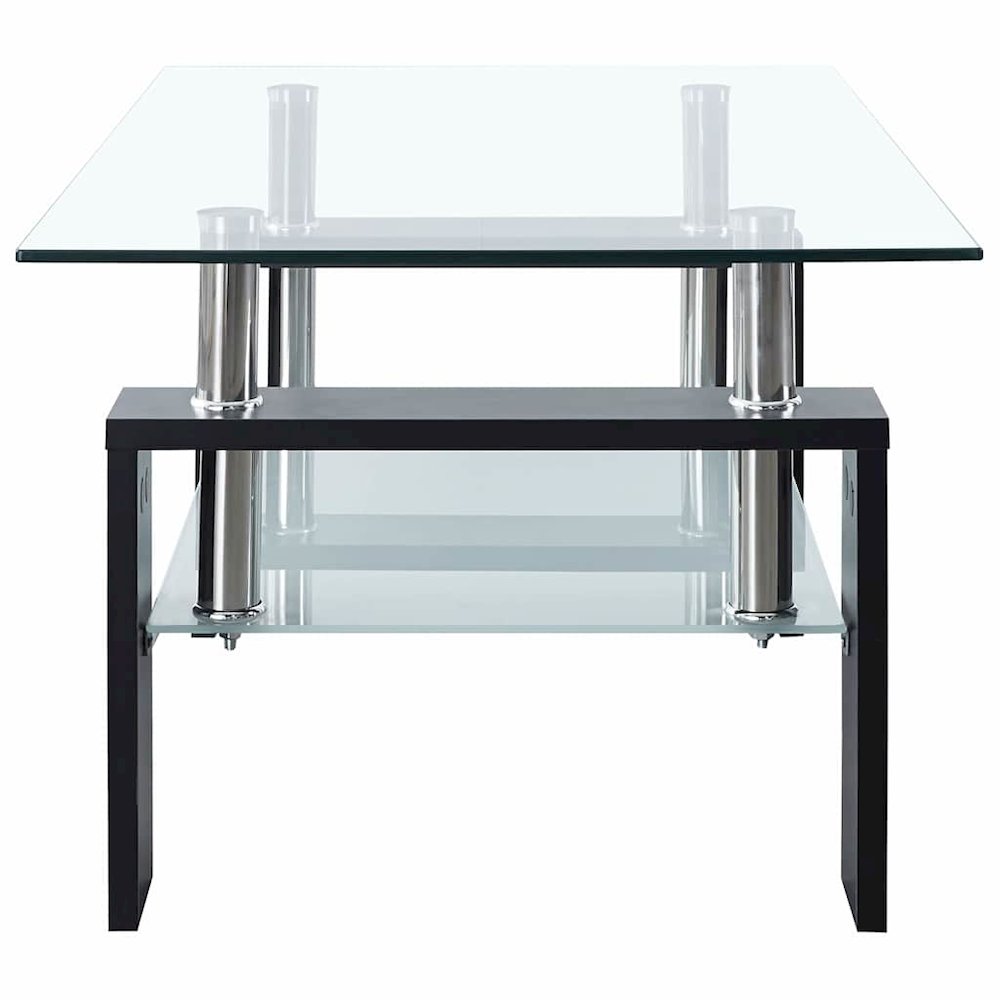 Coffee Table Black and Transparent Tempered Glass, Melamine. Picture 6