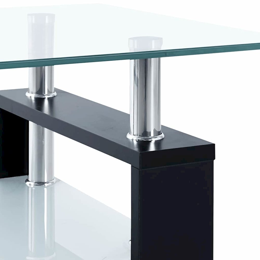 Coffee Table Black and Transparent Tempered Glass, Melamine. Picture 8