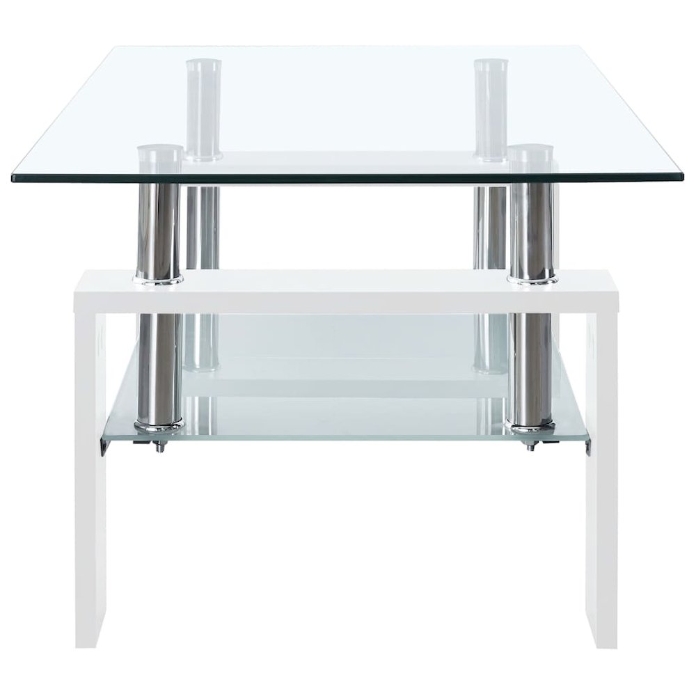Coffee Table White and Transparent Tempered Glass, Melamine. Picture 5