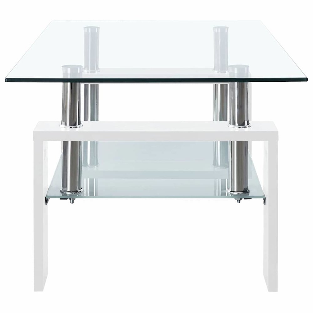 Coffee Table White and Transparent Tempered Glass, Melamine. Picture 6
