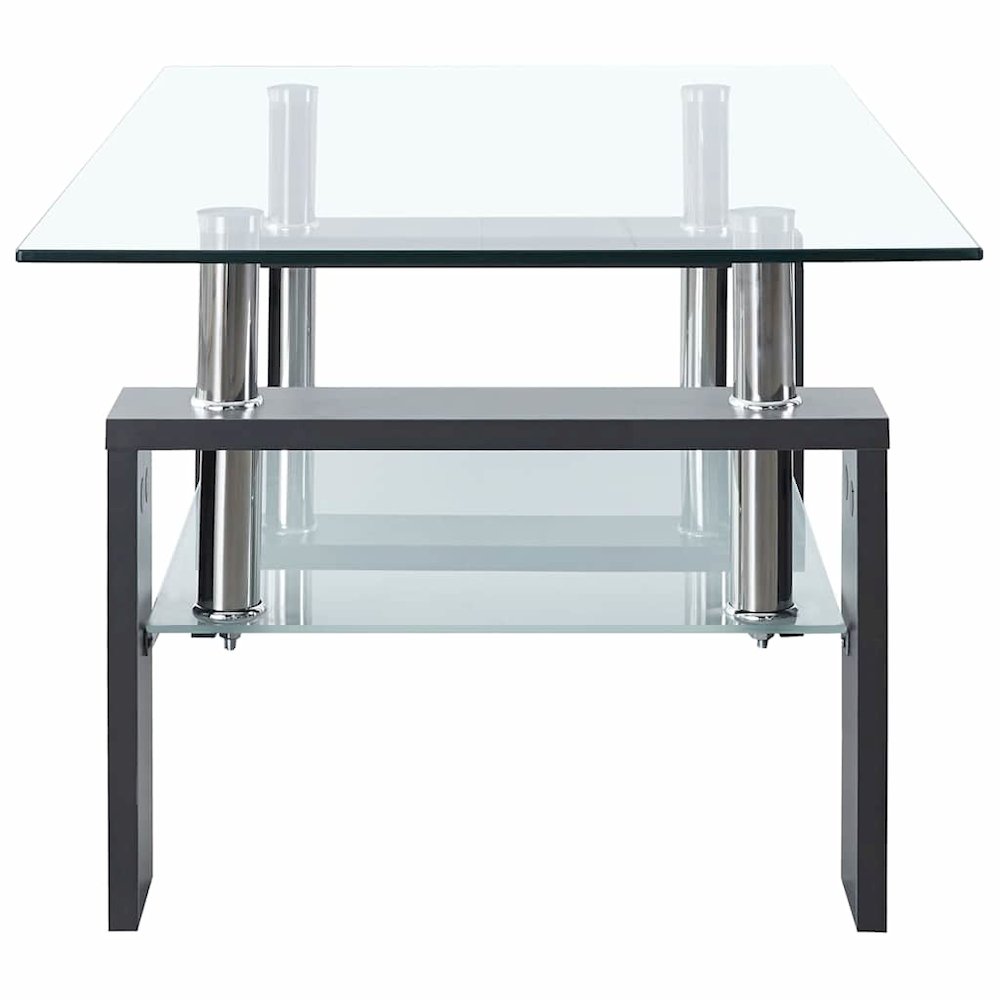 Coffee Table Grey and Transparent Tempered Glass and Melamine. Picture 6