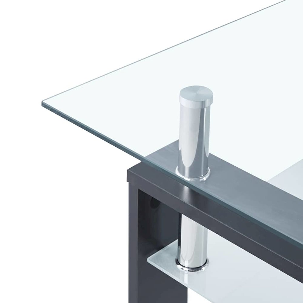 Coffee Table Grey and Transparent Tempered Glass and Melamine. Picture 7