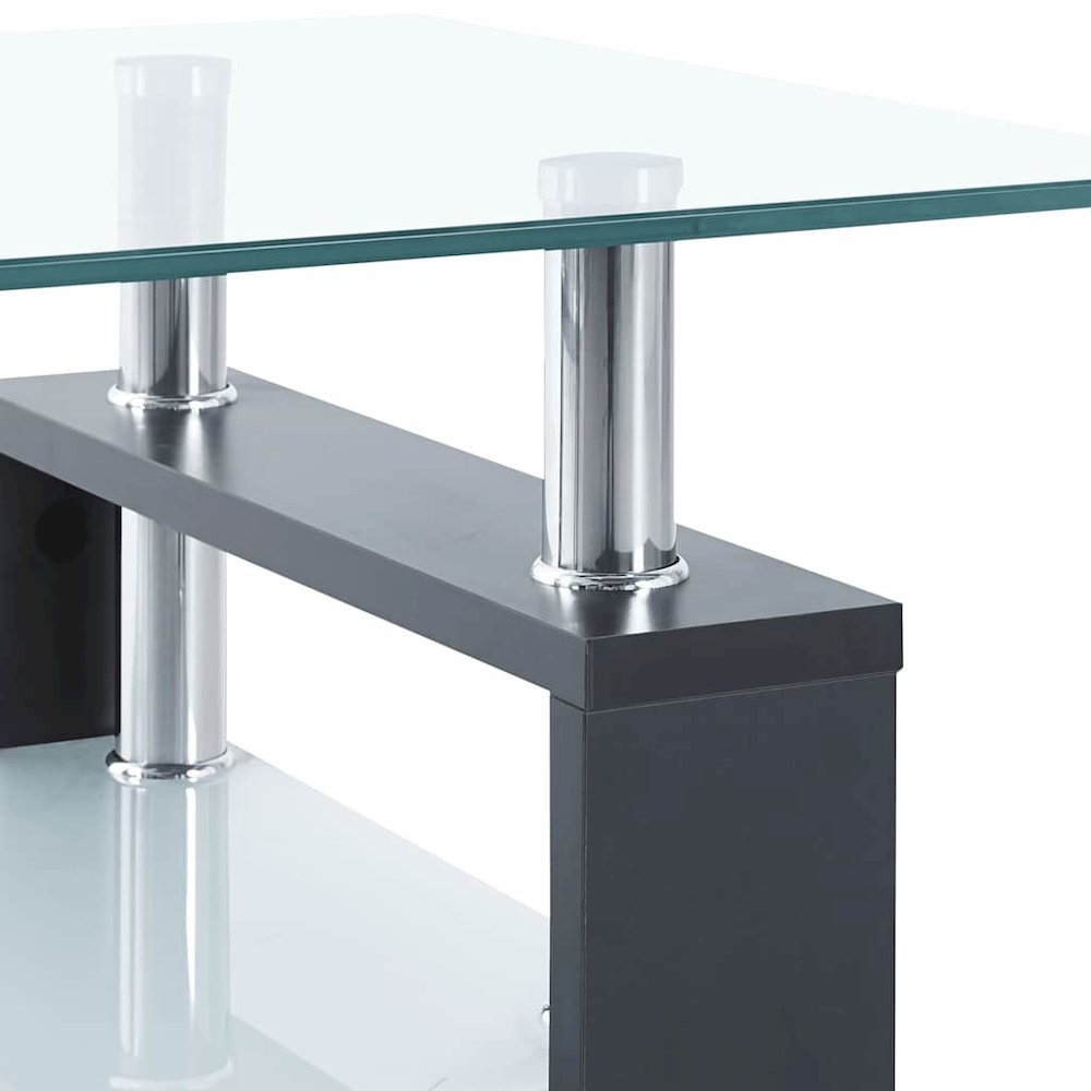 Coffee Table Grey and Transparent Tempered Glass and Melamine. Picture 8