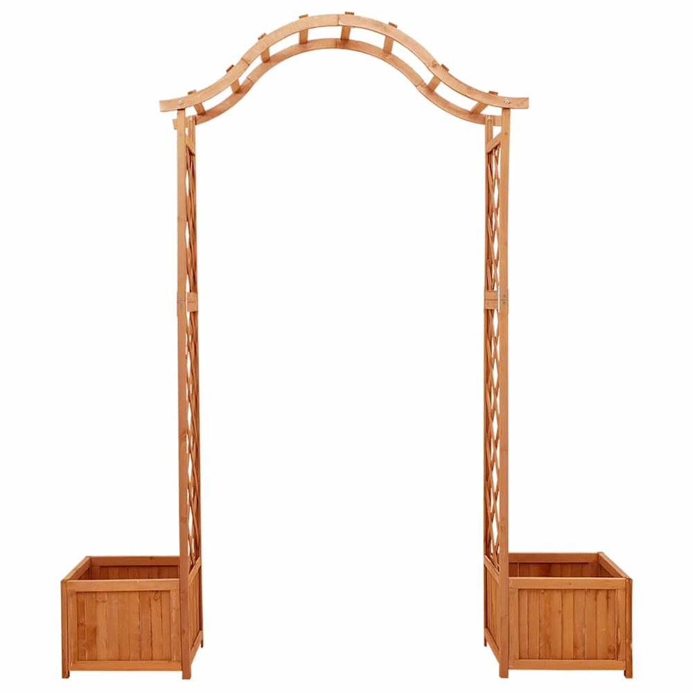 Wooden Garden Arch Natural Wood Solid Firwood Large. Picture 5