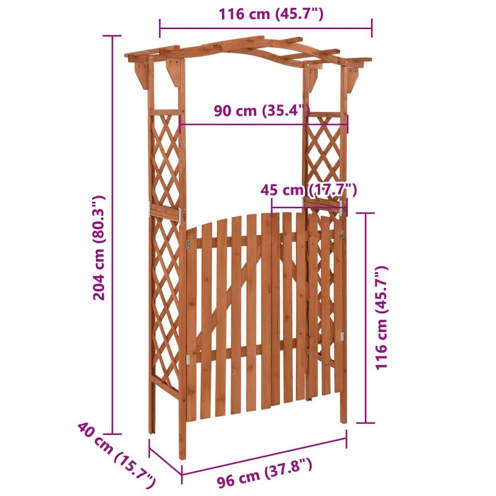 Pergola Brown Solid firwood, solid pine wood Medium. Picture 6