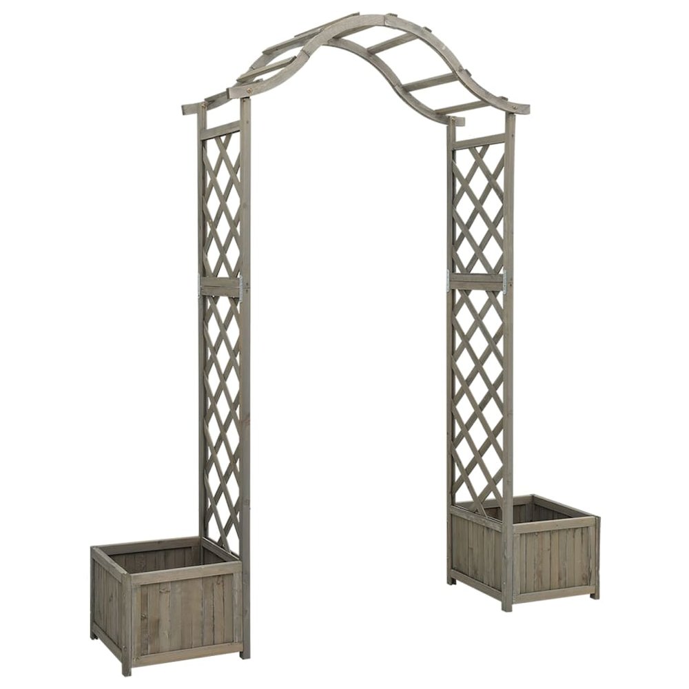 Wooden Garden Arch Grey Solid Firwood Large Decorative Inlays. Picture 1