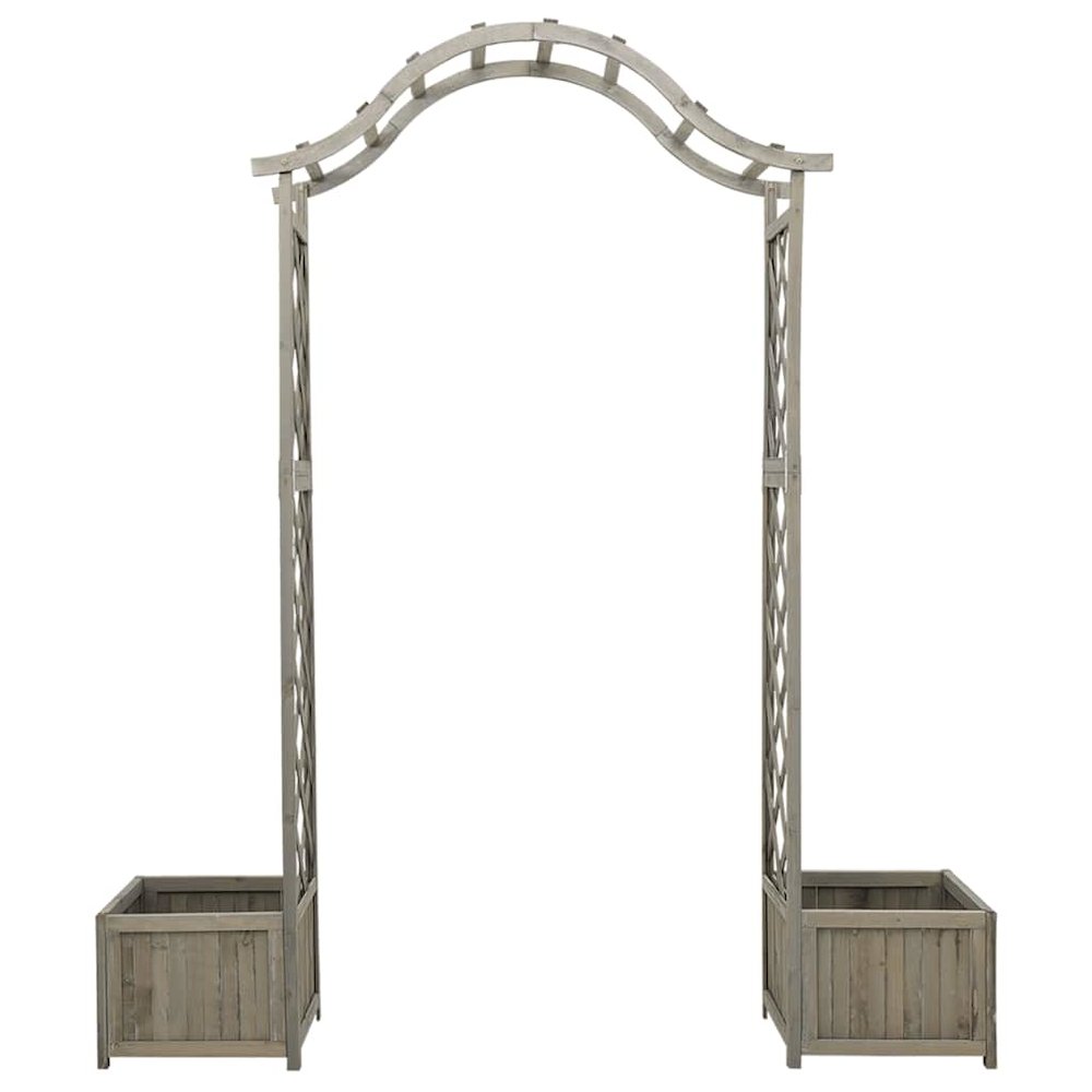 Wooden Garden Arch Grey Solid Firwood Large Decorative Inlays. Picture 5