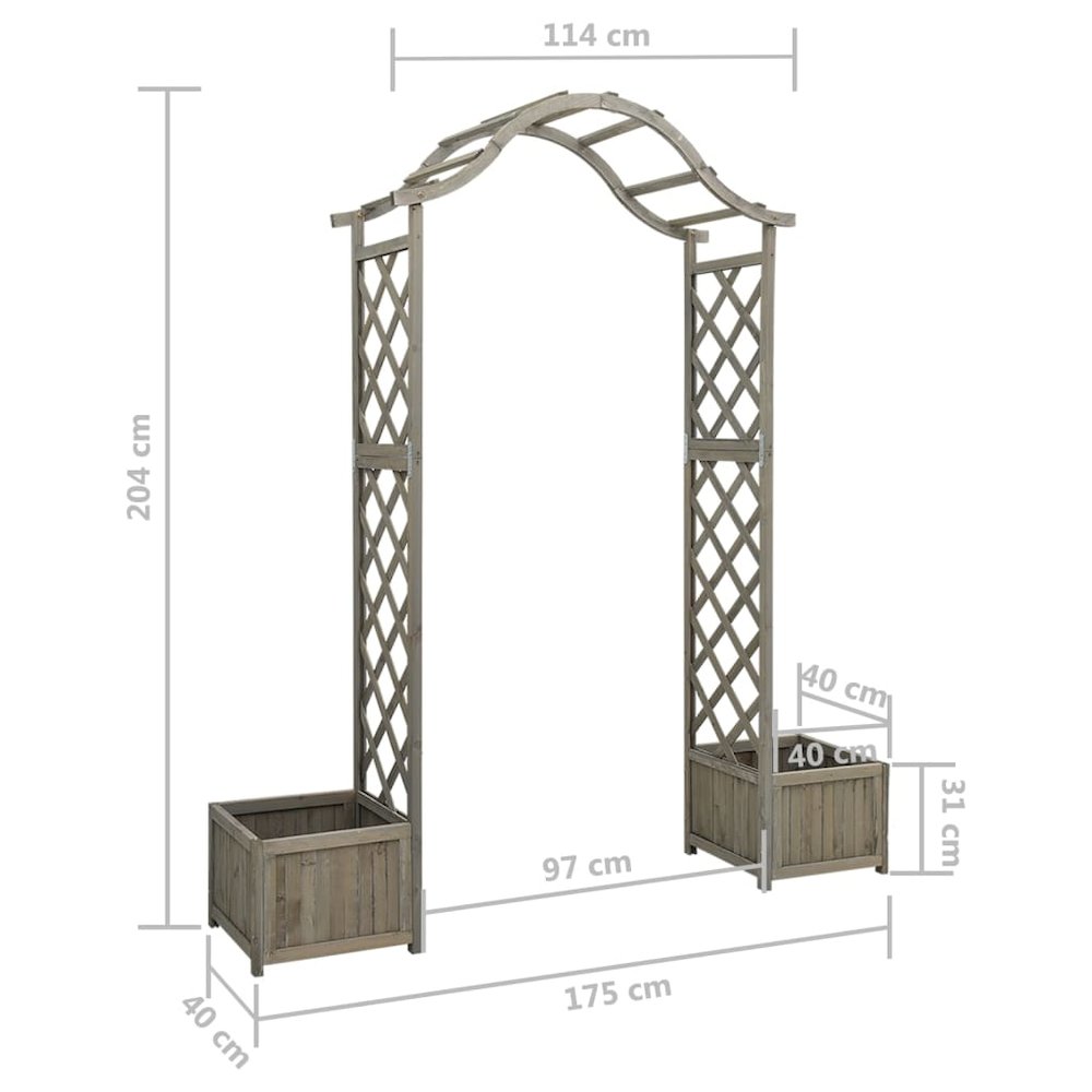 Wooden Garden Arch Grey Solid Firwood Large Decorative Inlays. Picture 7