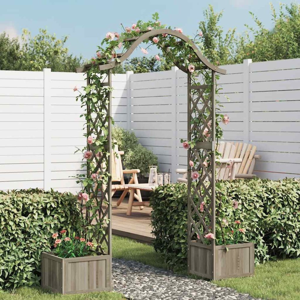 Wooden Garden Arch Grey Solid Firwood Large Decorative Inlays. Picture 2