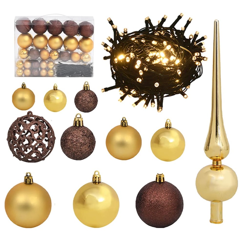 Christmas Ball Set Set of 61 Shiny gold, matte gold, bronze. Picture 1