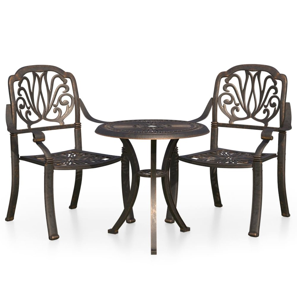 Bistro Set Bronze Cast Aluminum Medium Durable Bistro Set. Picture 2