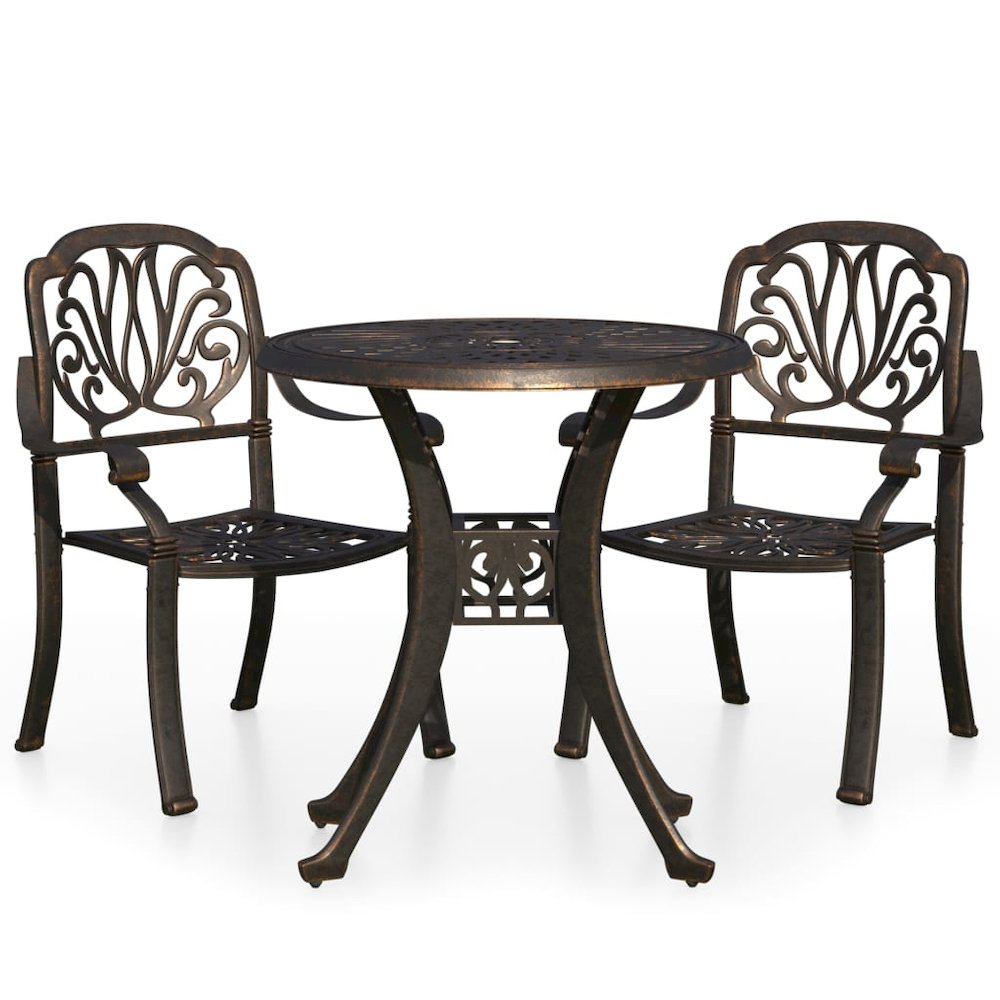 Bistro Set Bronze Cast aluminum Medium Durable Bistro Set. Picture 2