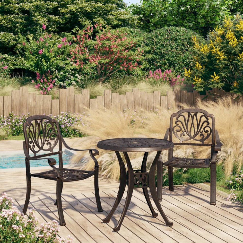 Bistro Set Bronze Cast aluminum Medium Durable Bistro Set. Picture 1
