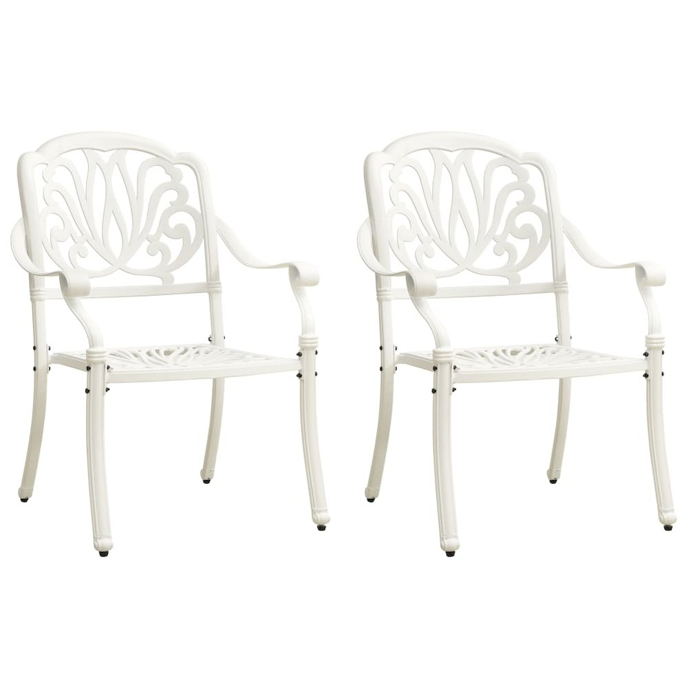 Bistro Set White Cast aluminum Medium Bistro Set Round. Picture 3