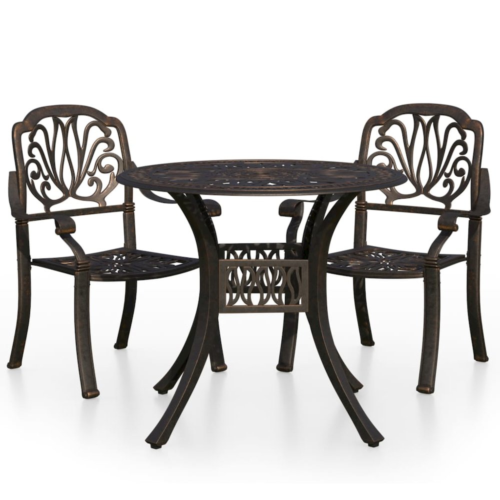 Bistro Set Bronze Cast Aluminum Standard Bistro Set Round. Picture 2