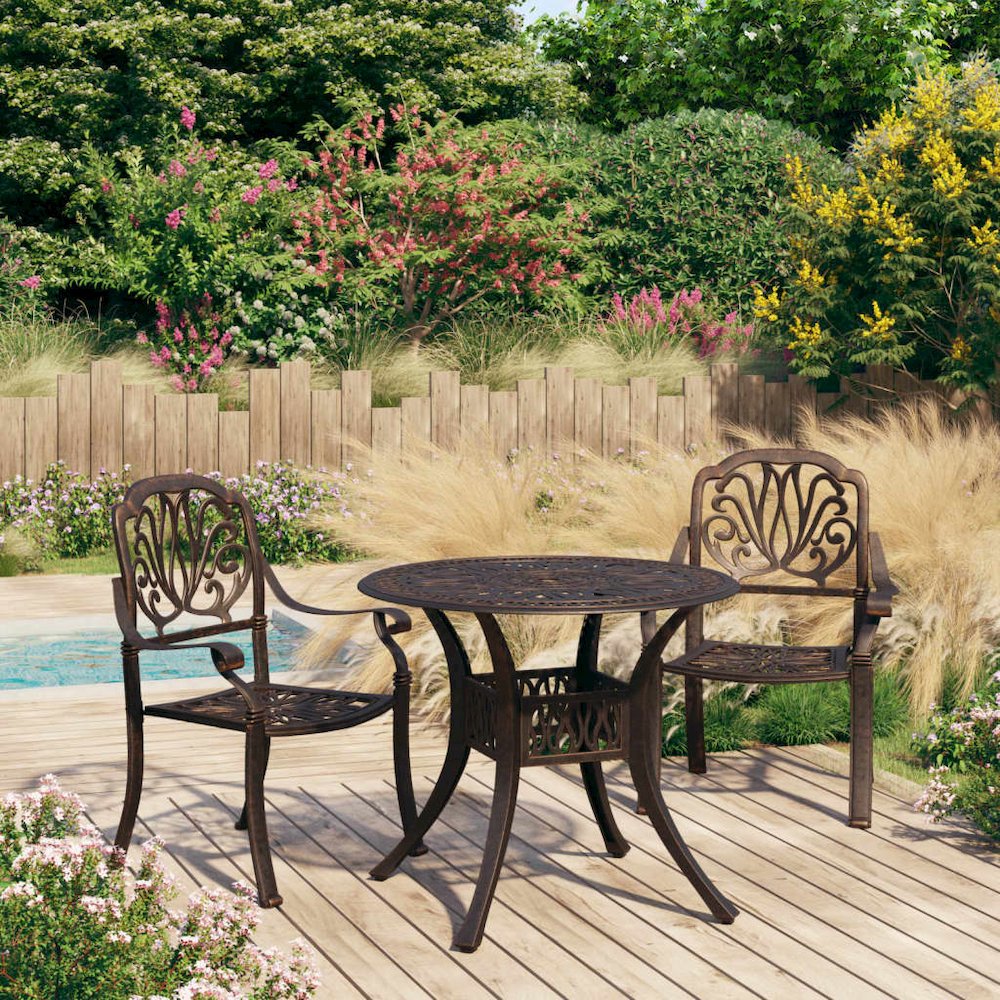 Bistro Set Bronze Cast Aluminum Standard Bistro Set Round. Picture 1