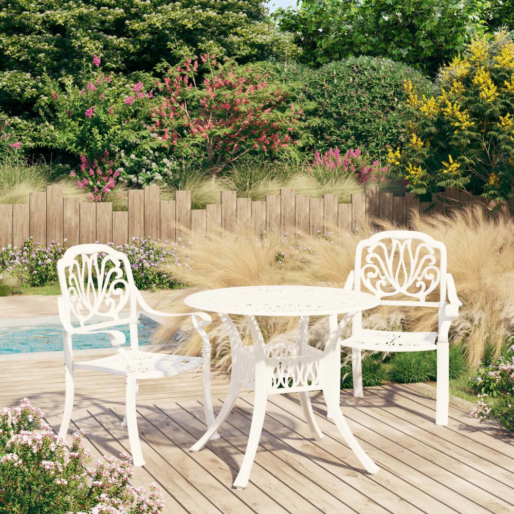 Bistro Set White Cast Aluminum Standard Durable Bistro Set. Picture 1