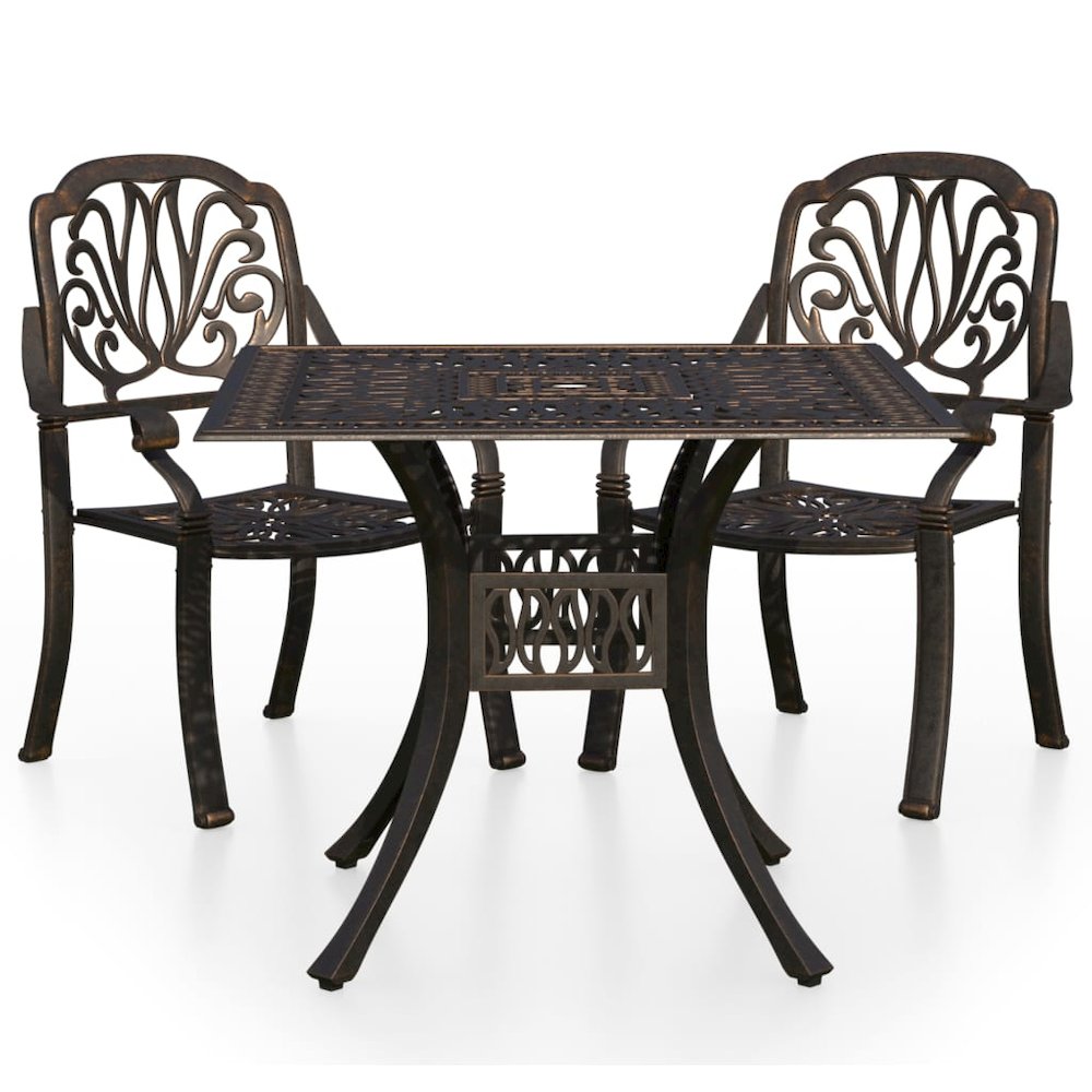 Bistro Set Bronze Cast Aluminum Medium Durable Bistro Set. Picture 2