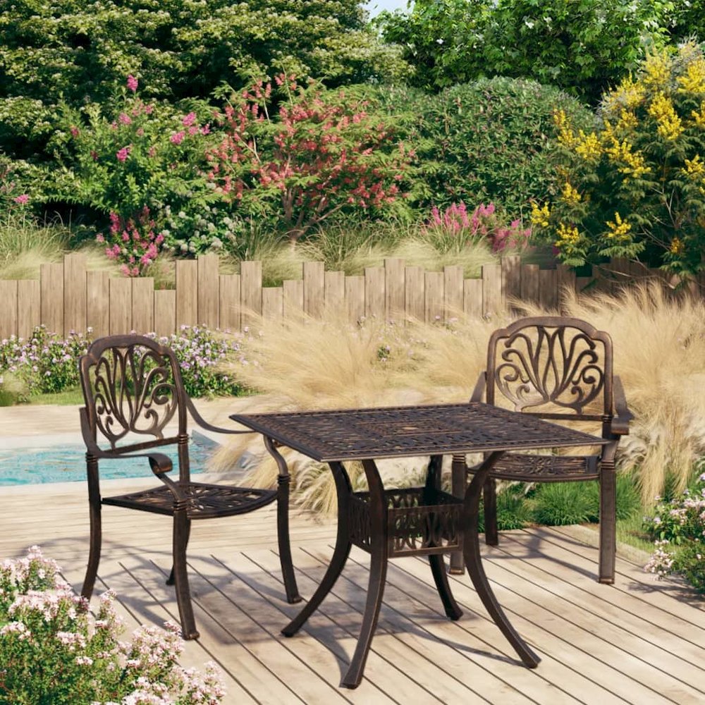 Bistro Set Bronze Cast Aluminum Medium Durable Bistro Set. Picture 1