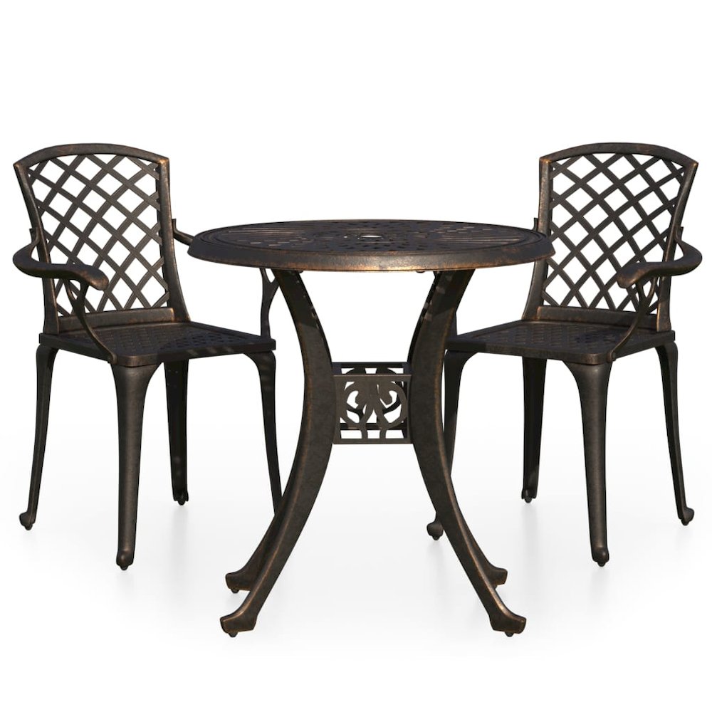 Bistro Set Bronze Cast aluminum Standard Durable Bistro Set. Picture 2