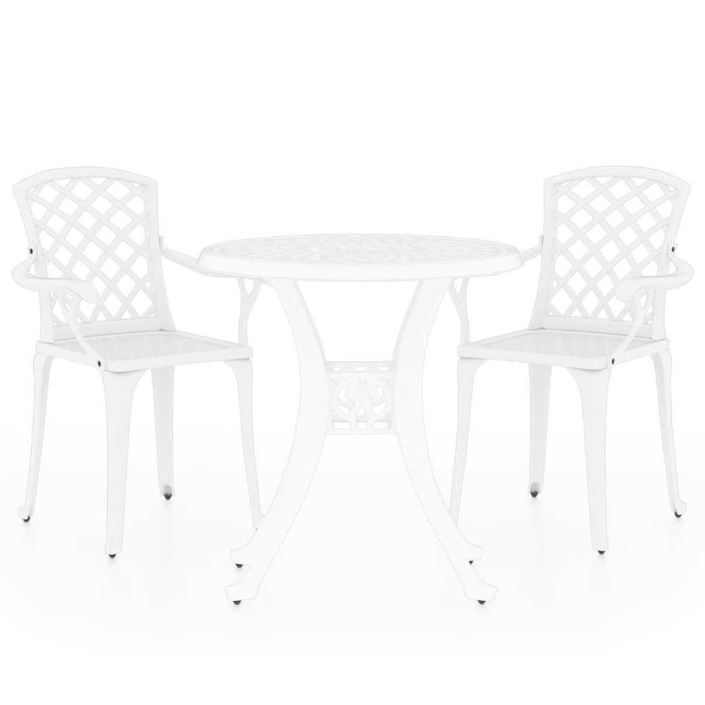 Bistro Set White Cast Aluminum Medium Tough Bistro Set Round. Picture 2