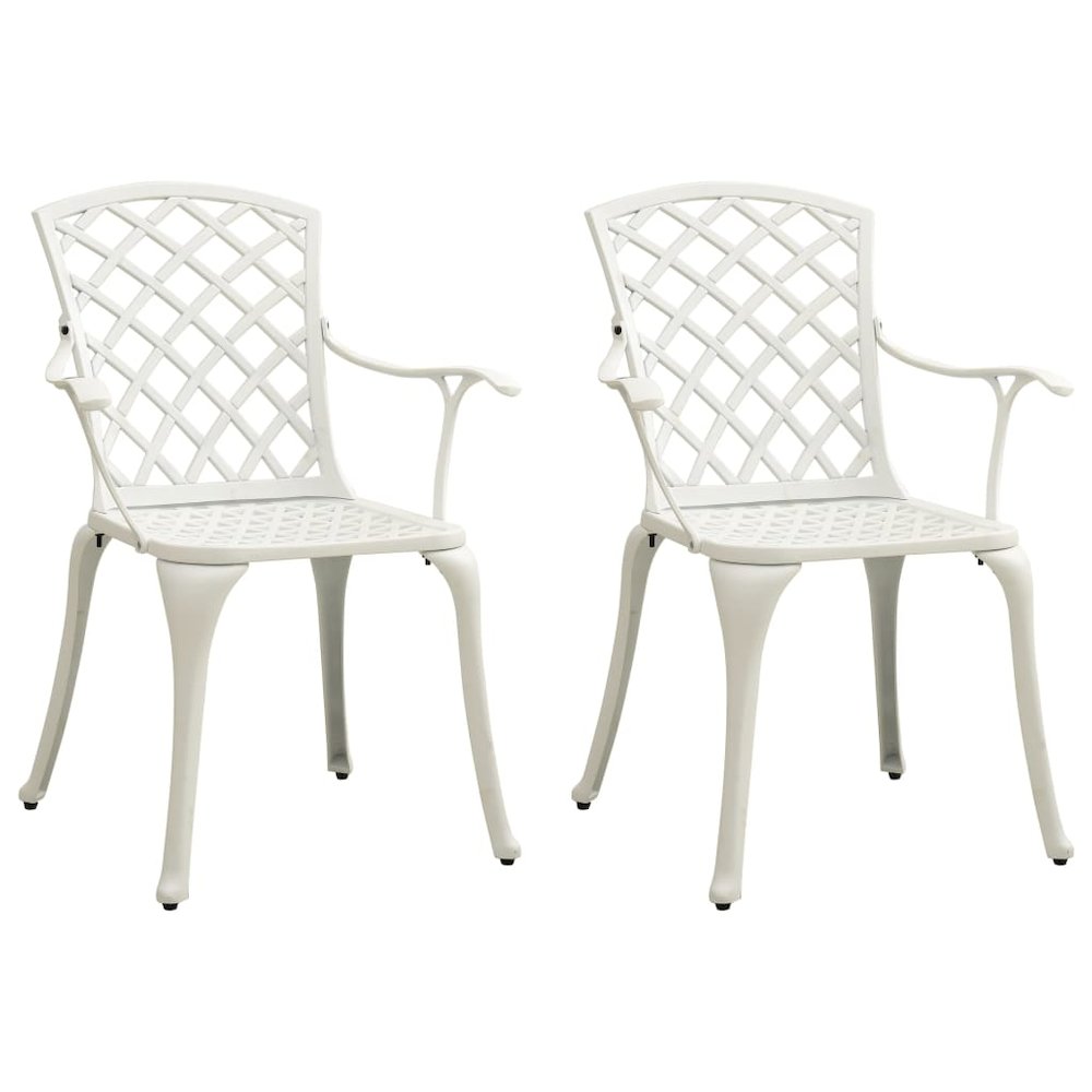 Bistro Set White Cast Aluminum Medium Tough Bistro Set Round. Picture 3