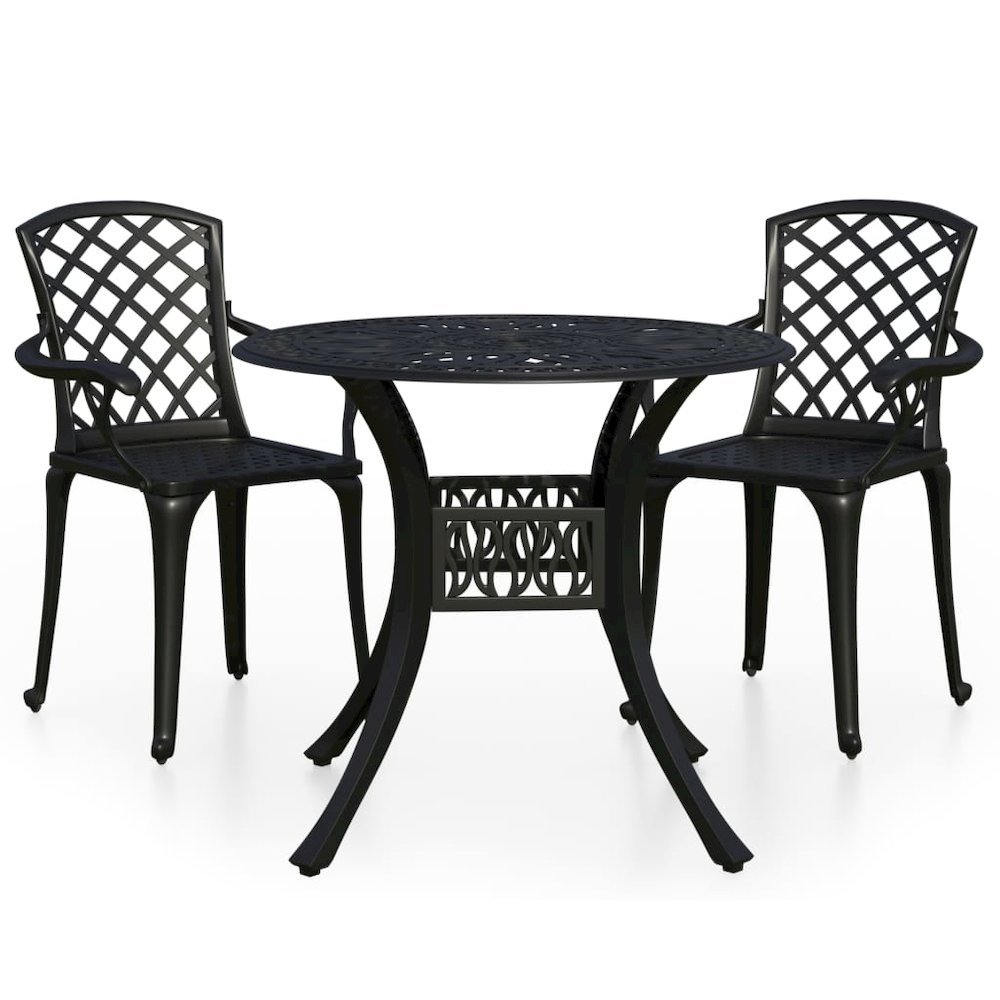 Bistro Set Black Cast aluminum Medium Industrial Bistro Set. Picture 2