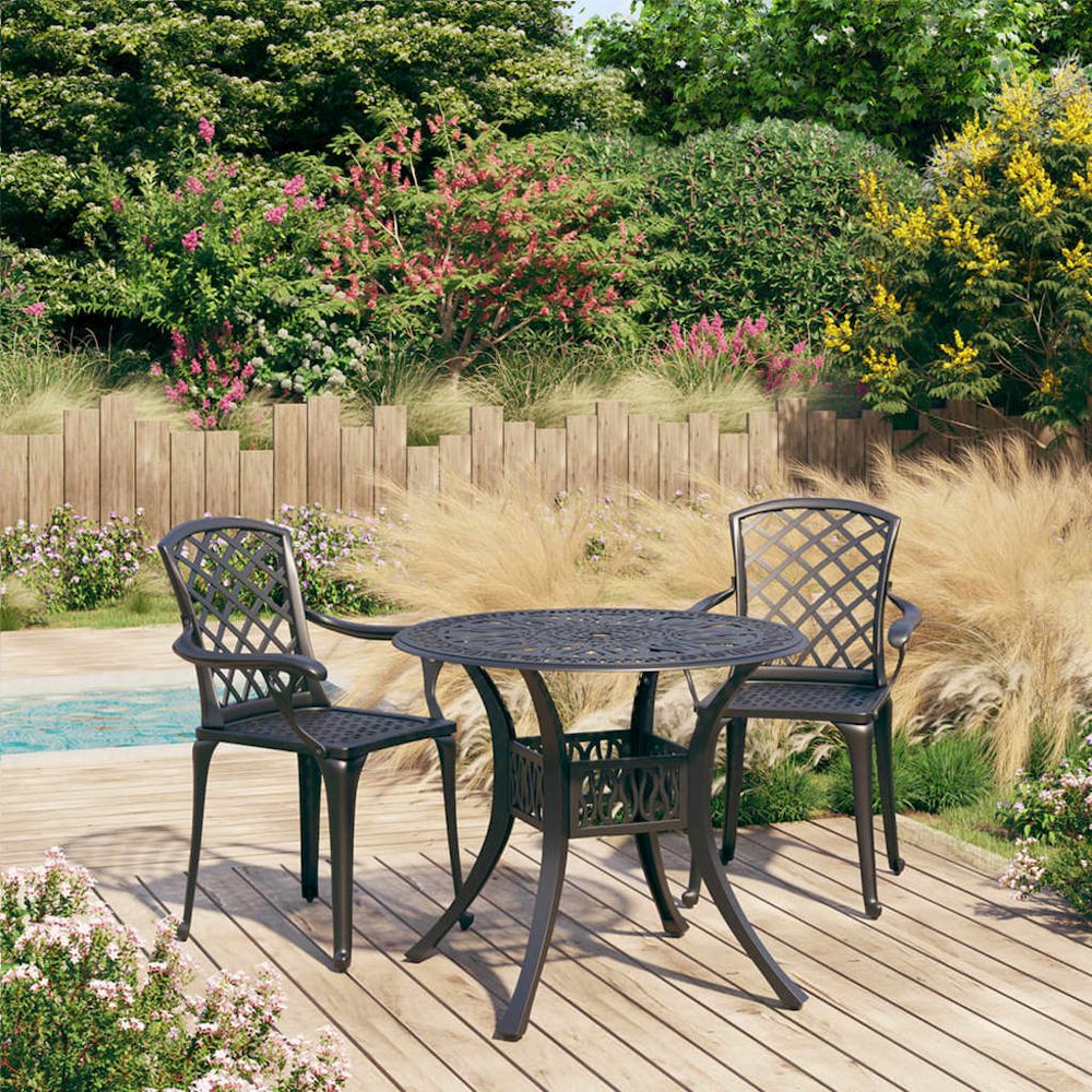 Bistro Set Black Cast aluminum Medium Industrial Bistro Set. Picture 1