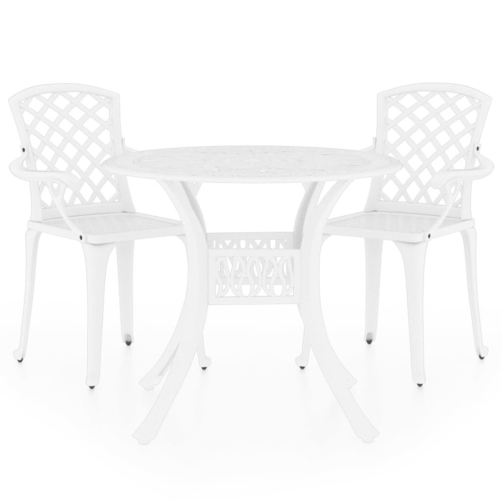 Bistro Set White Cast Aluminum Medium Decorative Inlays. Picture 2