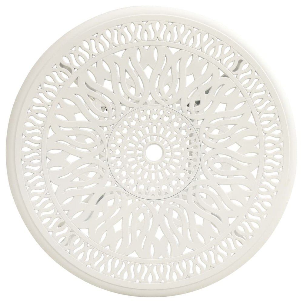 Bistro Set White Cast Aluminum Medium Decorative Inlays. Picture 12