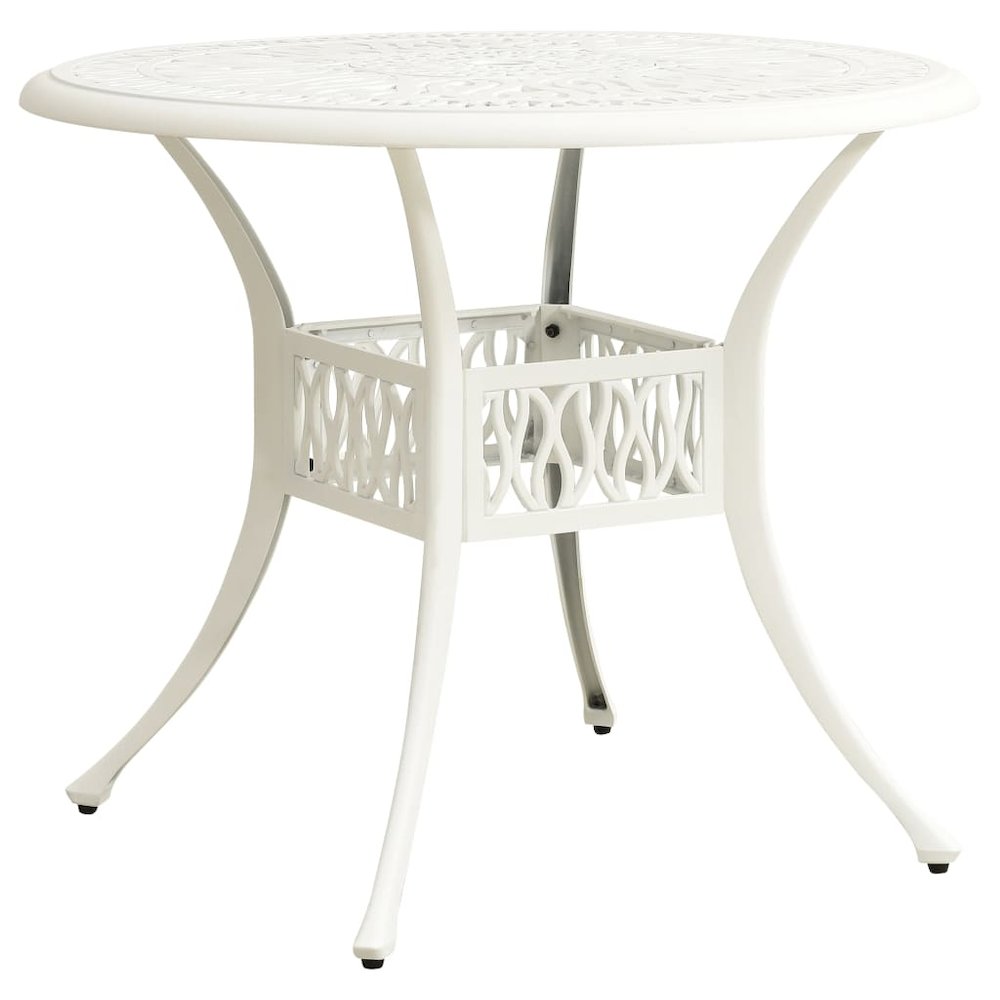 Bistro Set White Cast Aluminum Medium Decorative Inlays. Picture 10