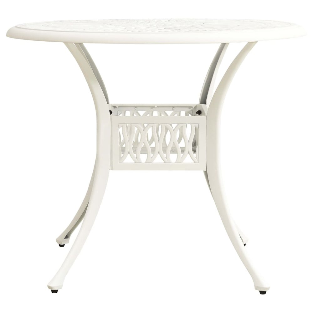 Bistro Set White Cast Aluminum Medium Decorative Inlays. Picture 11