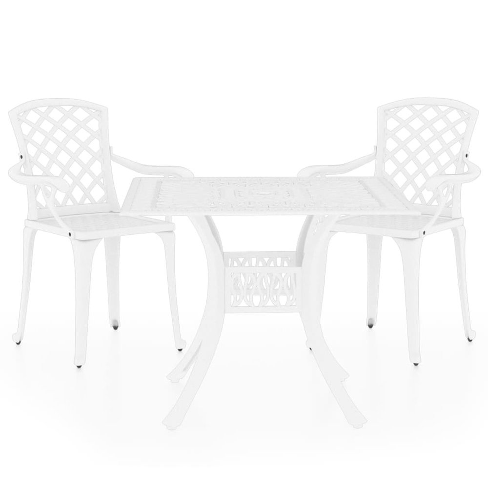 Bistro Set White Cast Aluminum Standard Durable Bistro Set. Picture 2