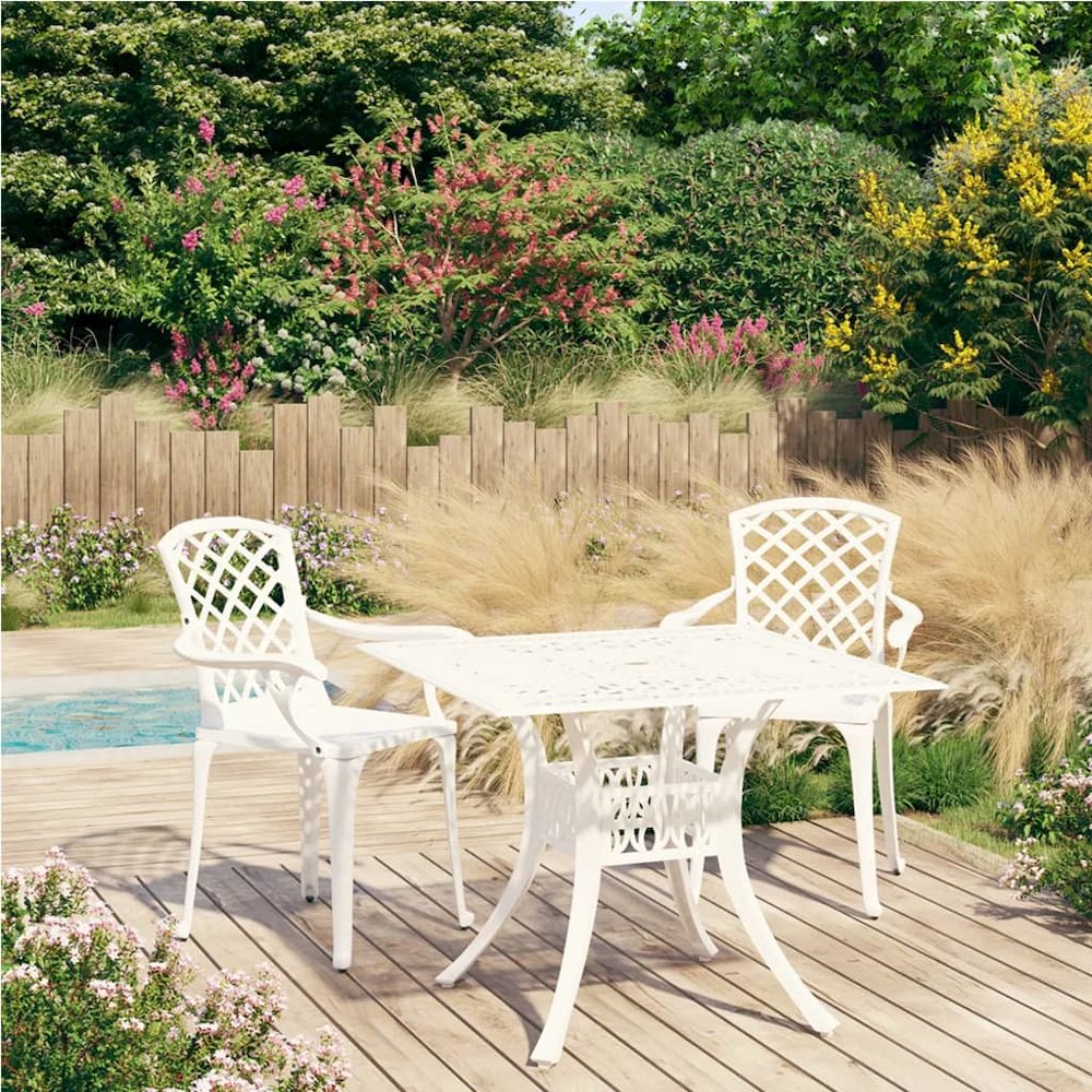 Bistro Set White Cast Aluminum Standard Durable Bistro Set. Picture 1