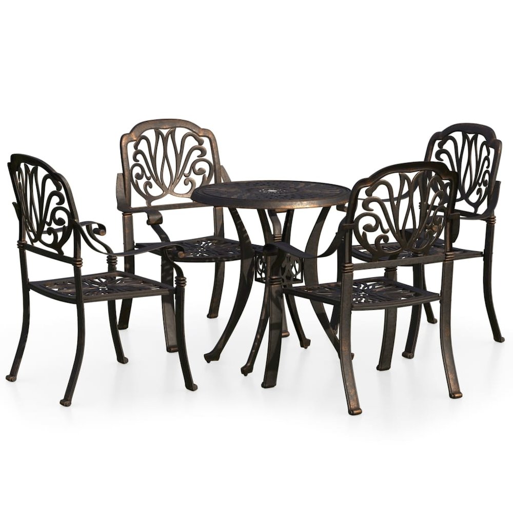 Bistro Set Bronze Cast aluminum Medium Durable Bistro Set. Picture 2