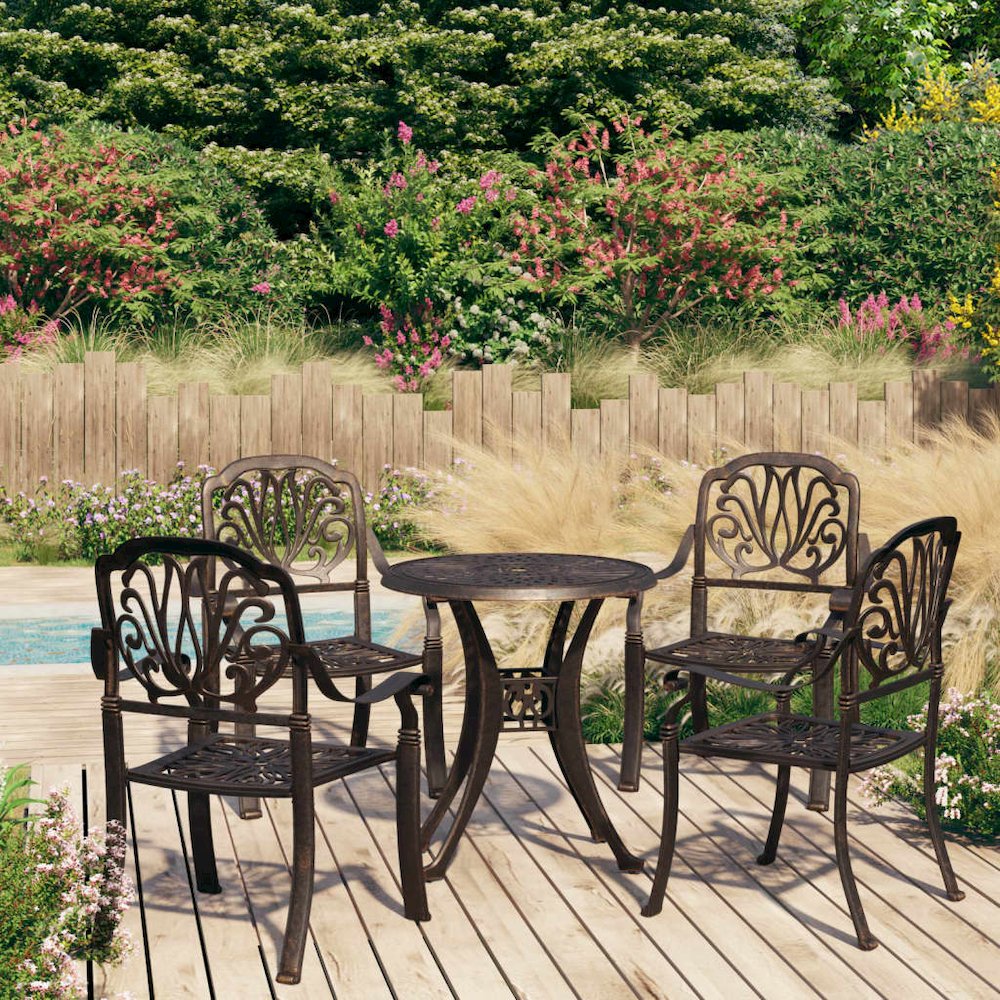 Bistro Set Bronze Cast aluminum Medium Durable Bistro Set. Picture 1