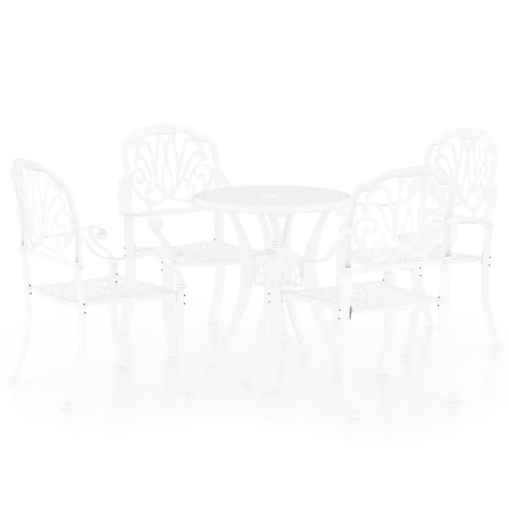 Bistro Set White Cast Aluminum Medium Durable Bistro Set. Picture 2